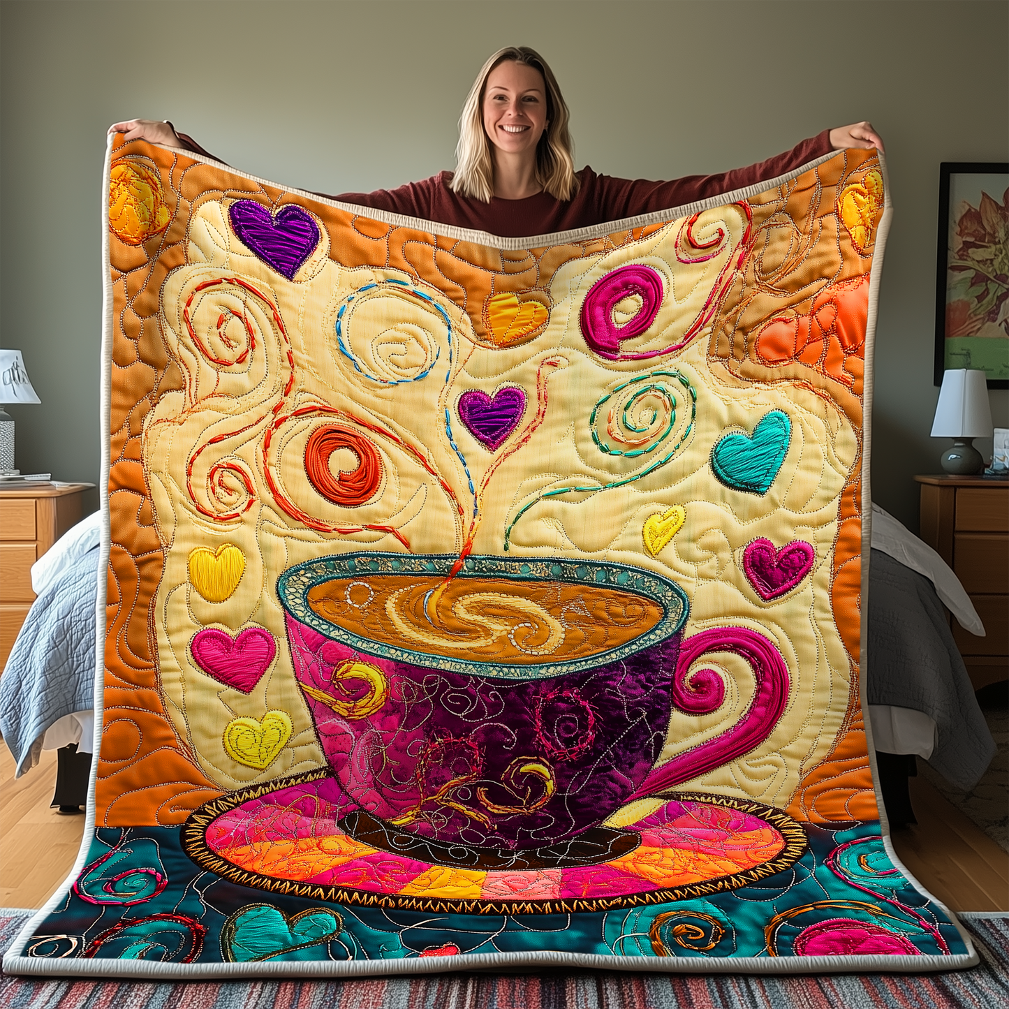 Coffee Cup Quilted Blanket GFTONL2015