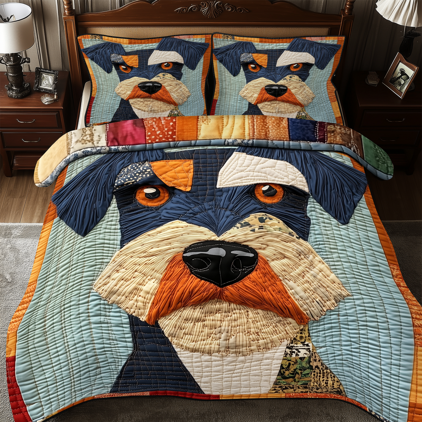 Schnauzer 3-Piece Quilted Bedding Set GFTONL2061