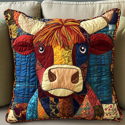 Funky Highland Cow Quilted Pillow Case GFTONL2064