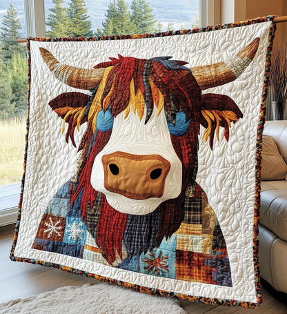 Funky Highland Cow Quilted Blanket GFTONL2077