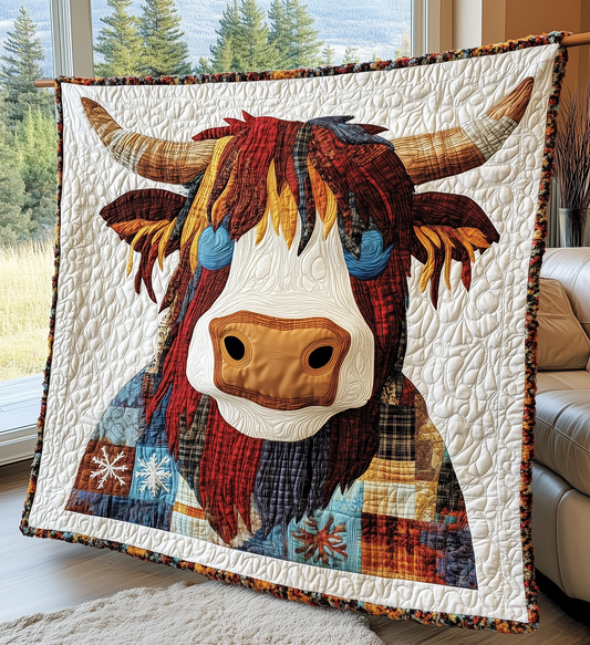 Funky Highland Cow Quilted Blanket GFTONL2077