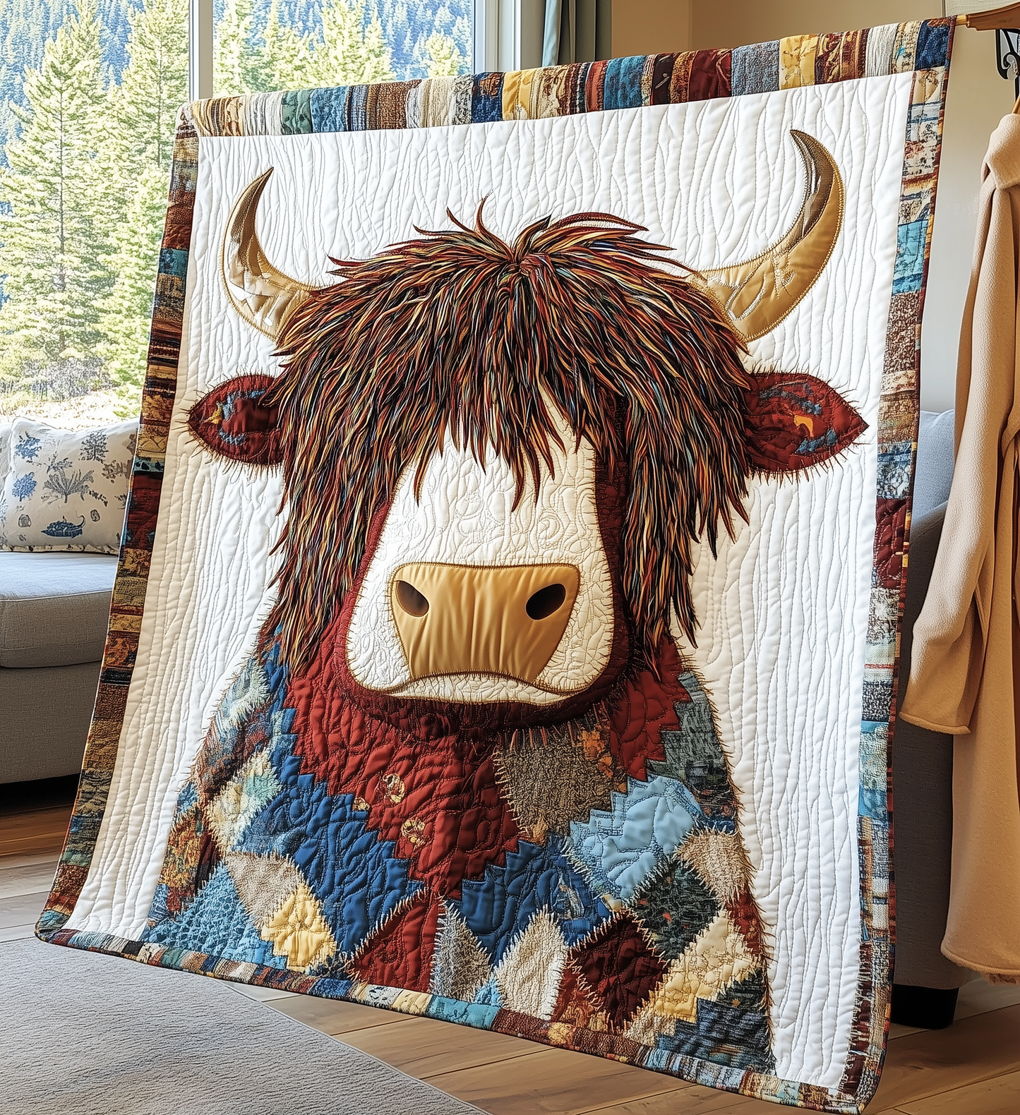 Funky Highland Cow Quilted Blanket GFTONL2078