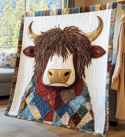 Funky Highland Cow Quilted Blanket GFTONL2078