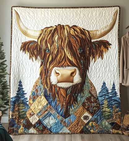 Funky Highland Cow Quilted Blanket GFTONL2086