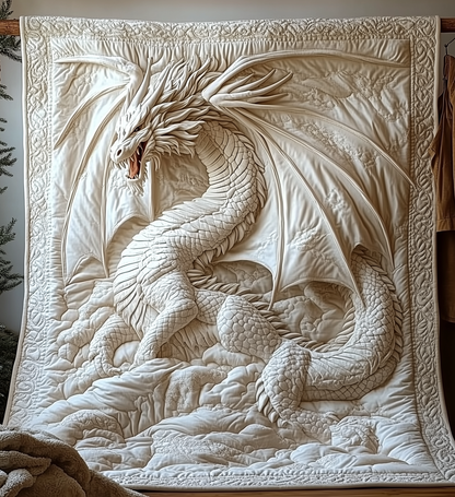 Majesty White Dragon Quilted Blanket GFTONL2088