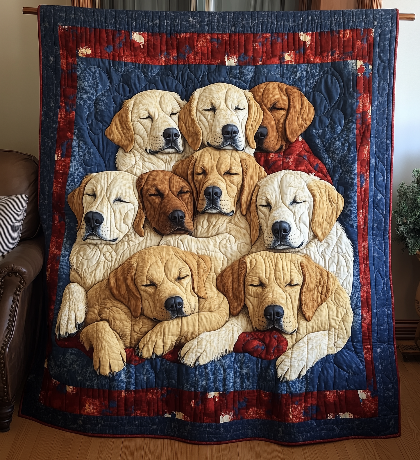 Sleeping Labrador Retriever Quilted Blanket GFTONL2169