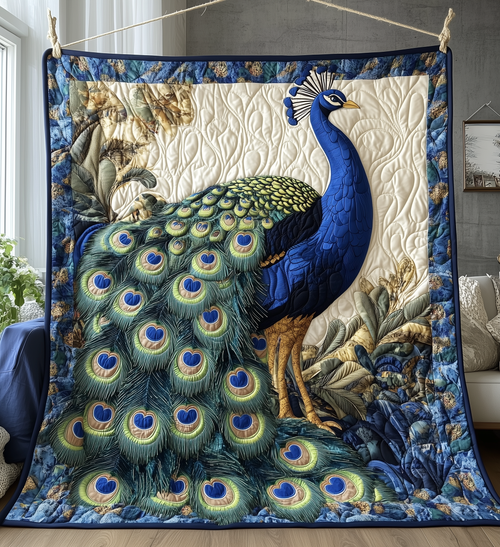 Blue Peacock Quilted Blanket GFTONL2206