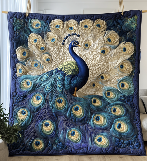 Blue Peacock Quilted Blanket GFTONL2207
