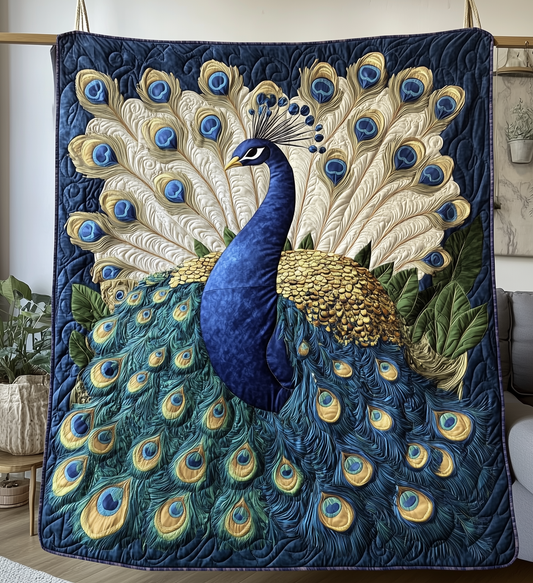 Blue Peacock Quilted Blanket GFTONL2208