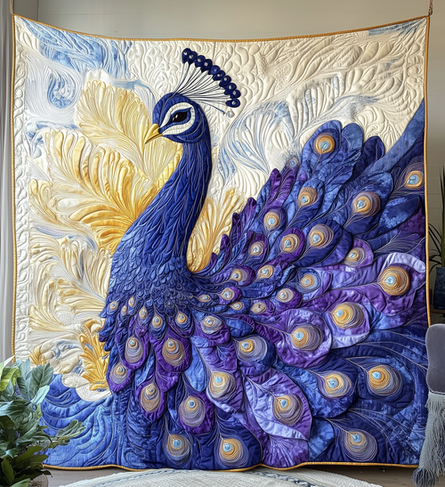 Purple Peacock Quilted Blanket GFTONL2210