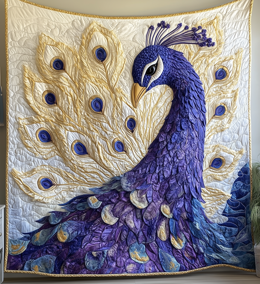 Purple Peacock Quilted Blanket GFTONL2211