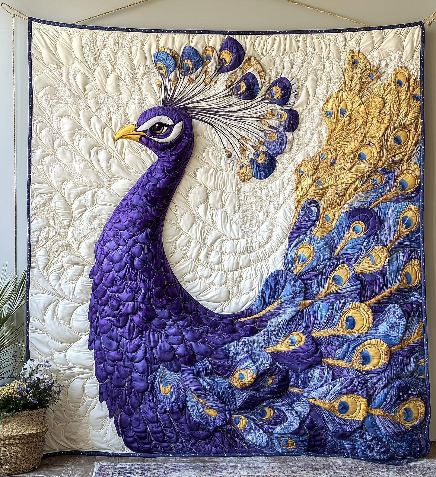 Purple Peacock Quilted Blanket GFTONL2212