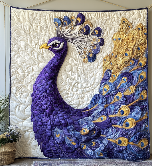 Purple Peacock Quilted Blanket GFTONL2212