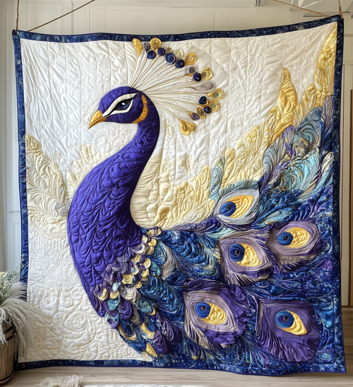 Purple Peacock Quilted Blanket GFTONL2214