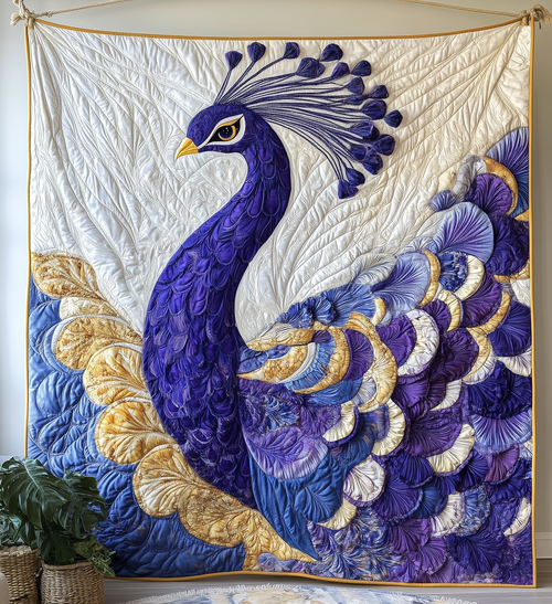 Purple Peacock Quilted Blanket GFTONL2215