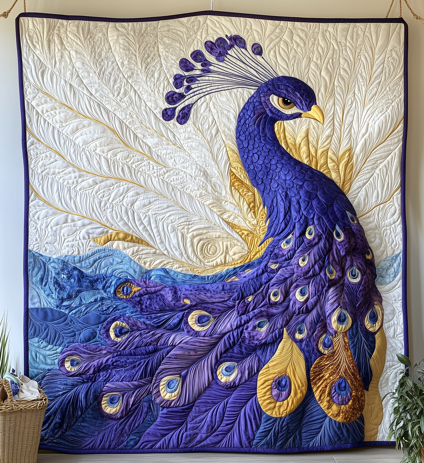 Purple Peacock Quilted Blanket GFTONL2217