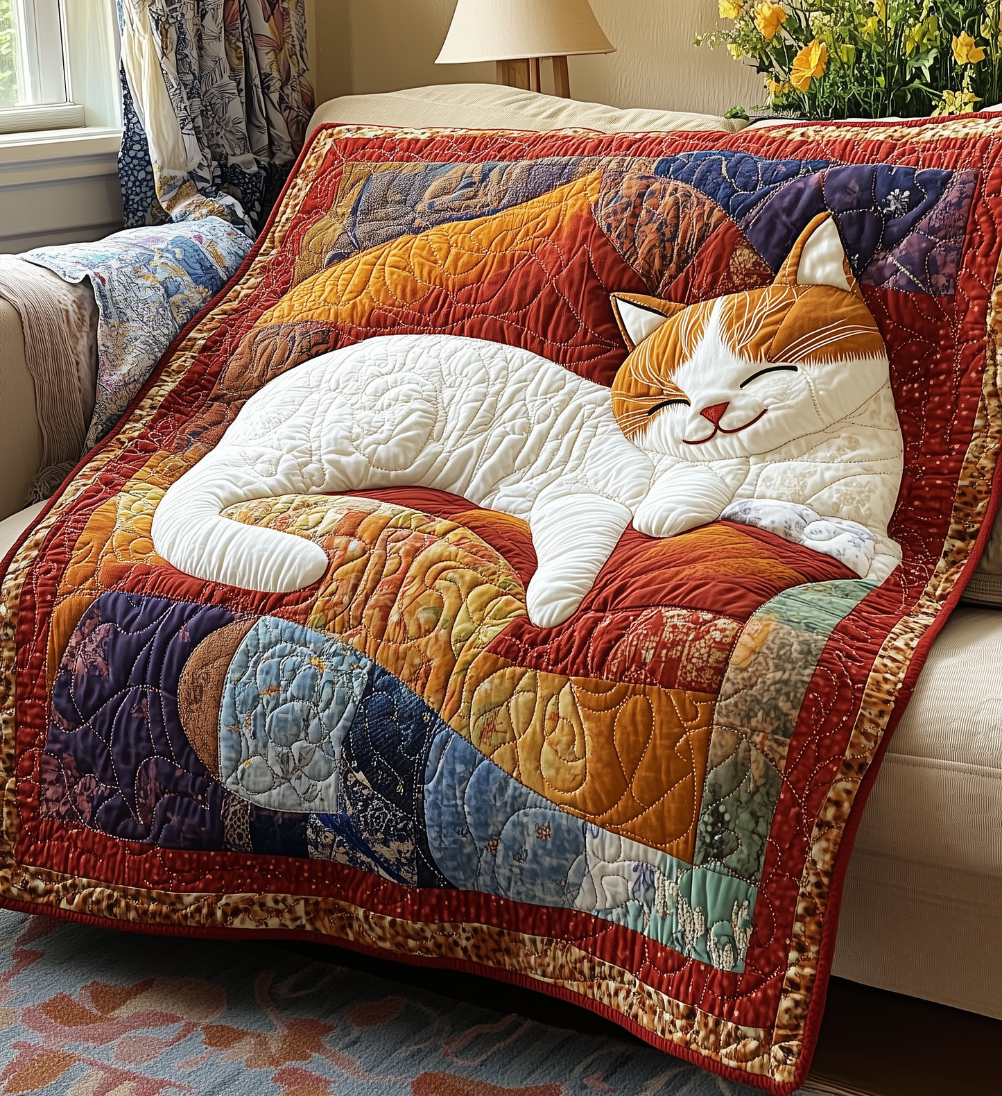 Relaxing Cat Quilted Blanket GFTONL2221