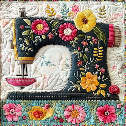 Vintage Sewing Machine Quilted Blanket GFTONL2259