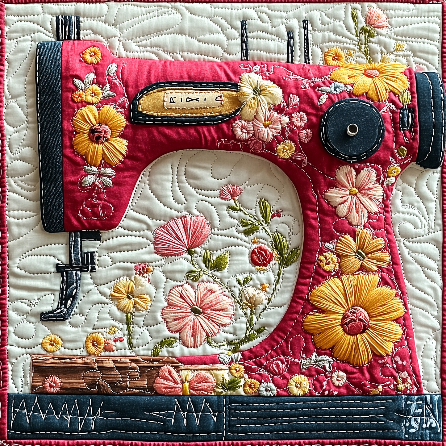 Vintage Sewing Machine Quilted Blanket GFTONL2260