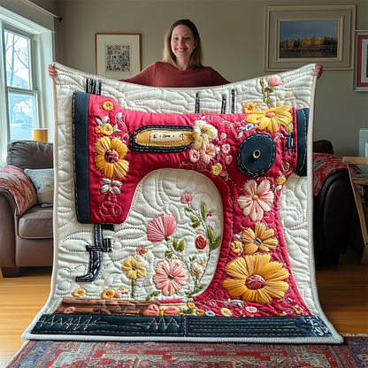 Vintage Sewing Machine Quilted Blanket GFTONL2260