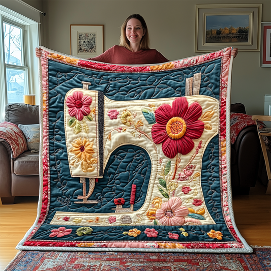 Vintage Sewing Machine Quilted Blanket GFTONL2262