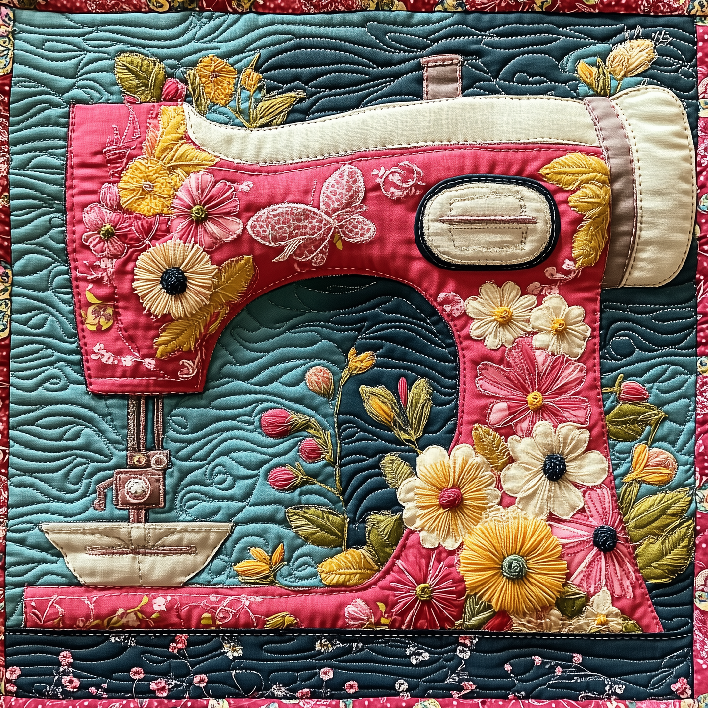 Vintage Sewing Machine Quilted Blanket GFTONL2263
