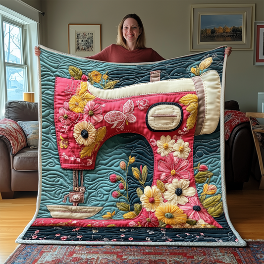 Vintage Sewing Machine Quilted Blanket GFTONL2263