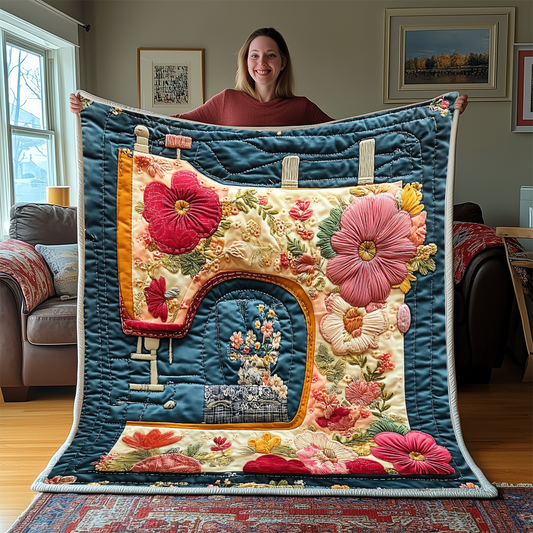 Vintage Sewing Machine Quilted Blanket GFTONL2264