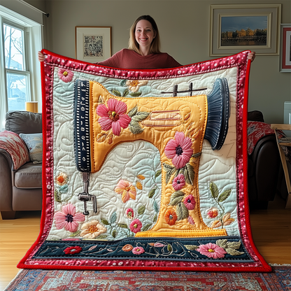 Vintage Sewing Machine Quilted Blanket GFTONL2266