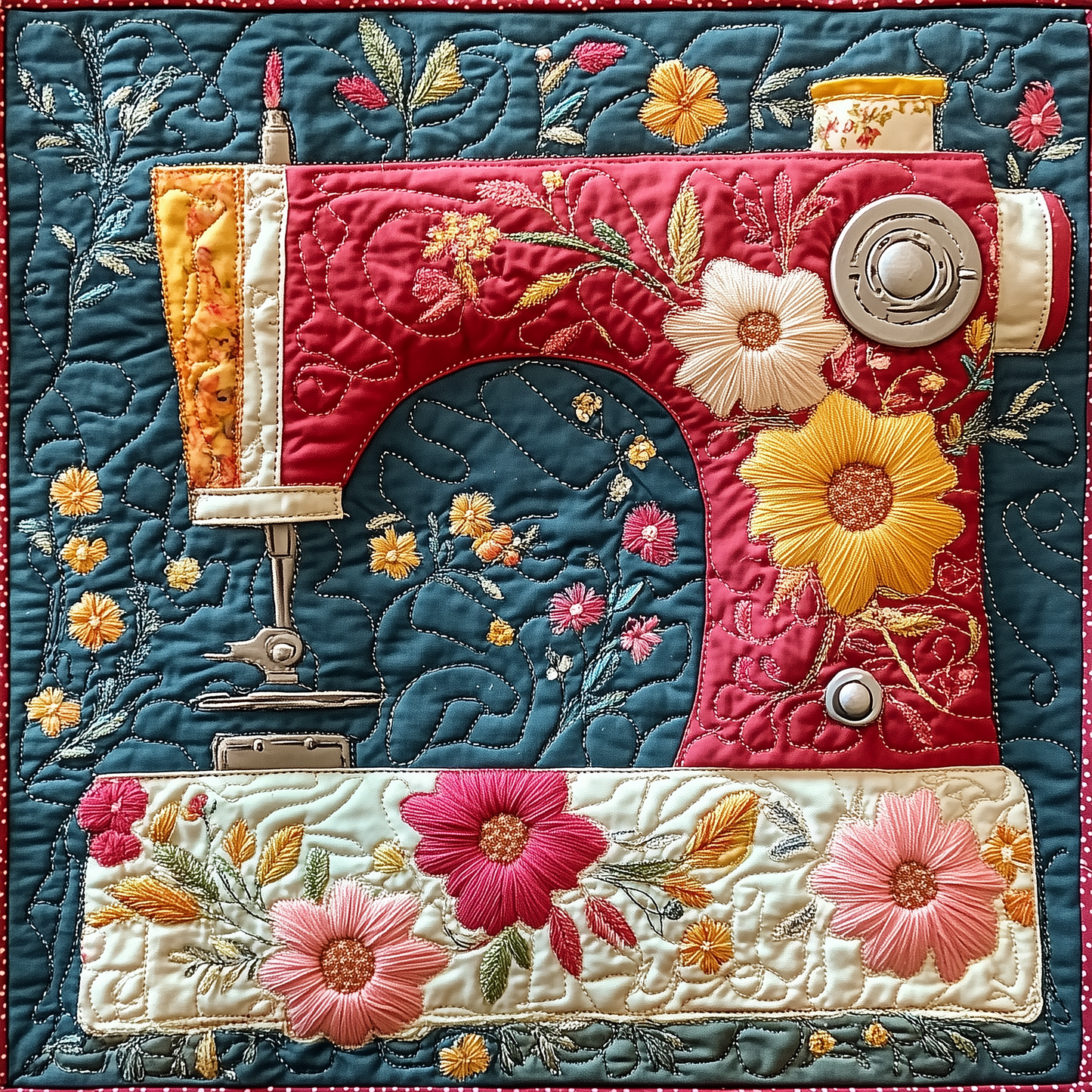 Vintage Sewing Machine Quilted Blanket GFTONL2267