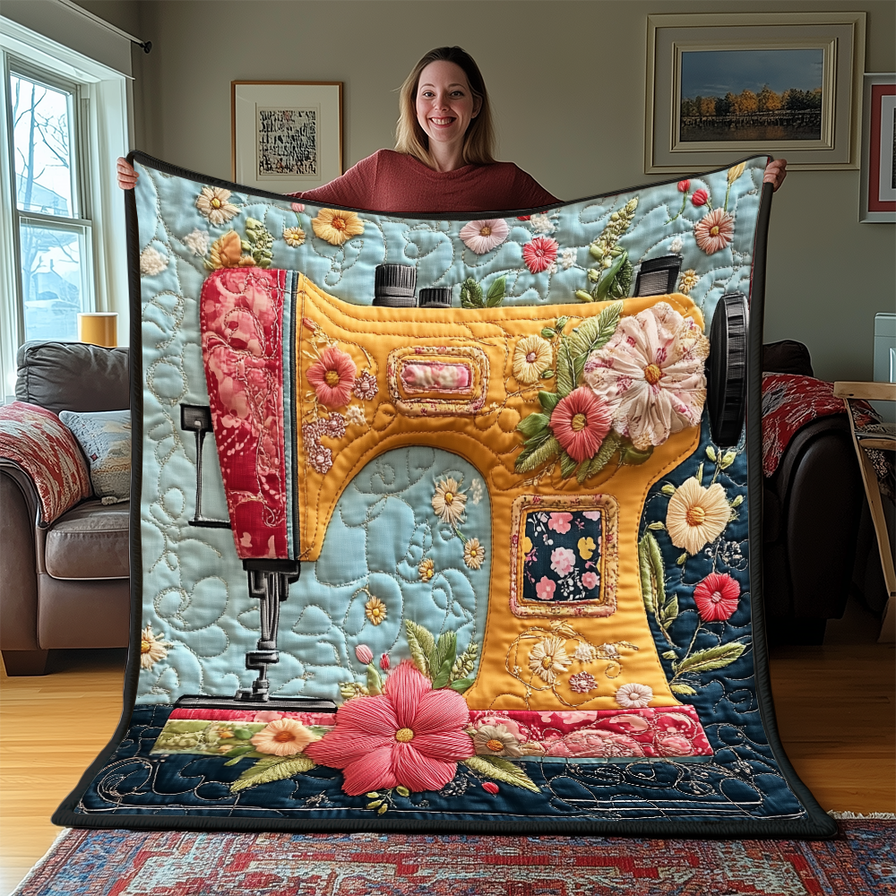 Vintage Sewing Machine Quilted Blanket GFTONL2268