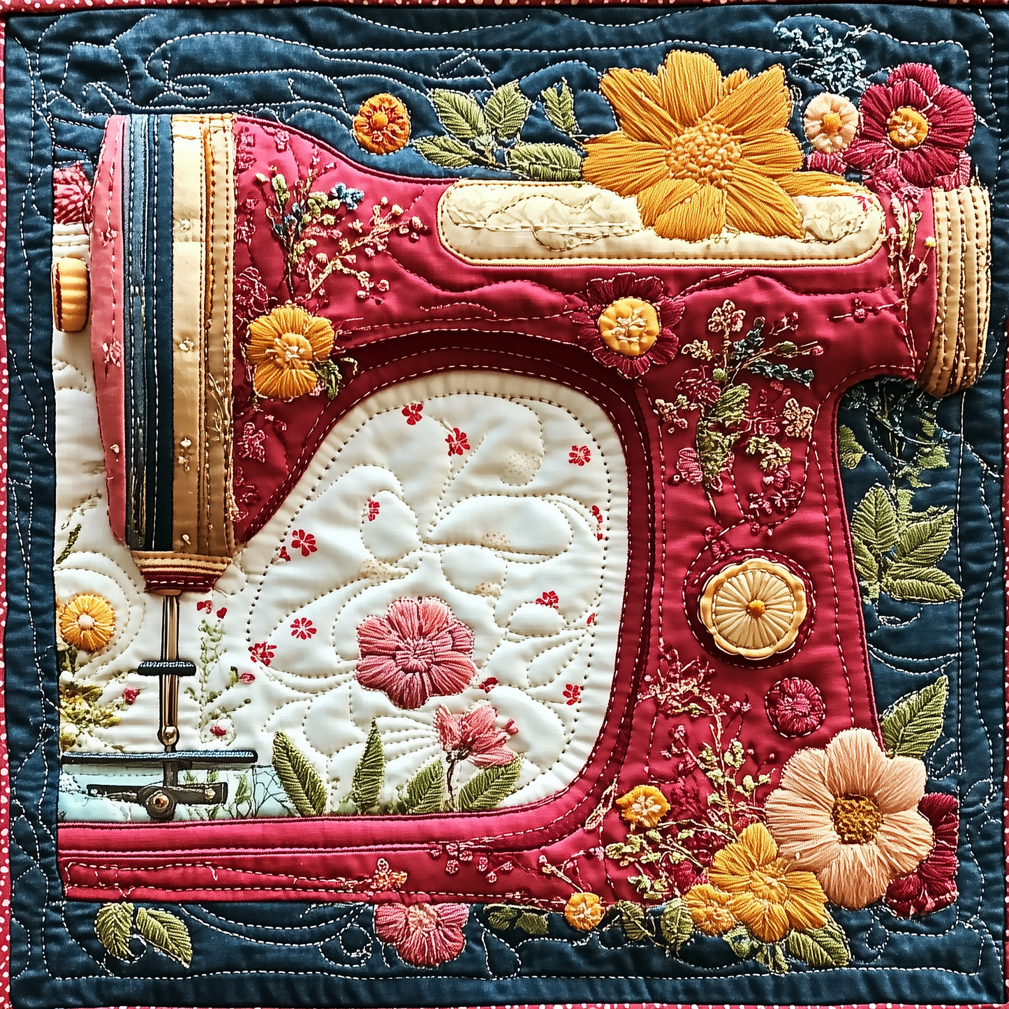 Vintage Sewing Machine Quilted Blanket GFTONL2270