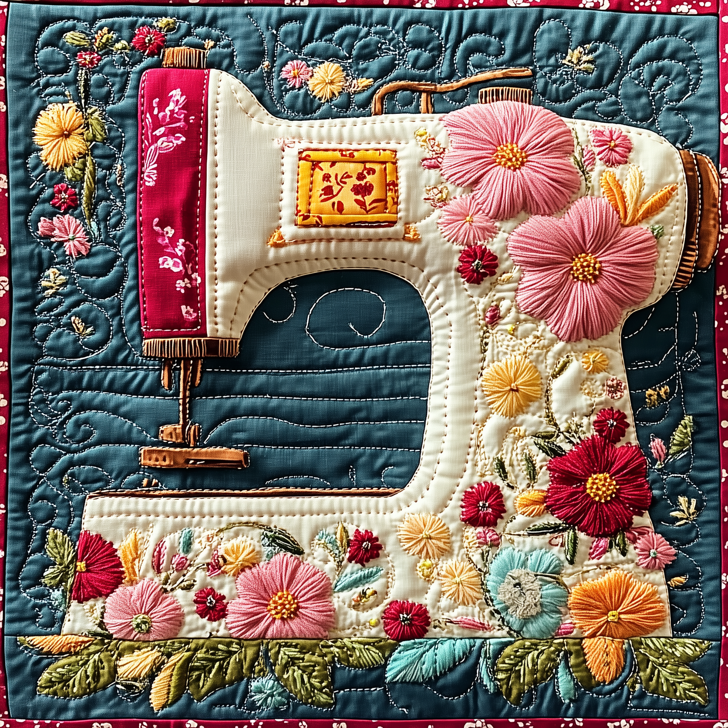 Vintage Sewing Machine Quilted Blanket GFTONL2271