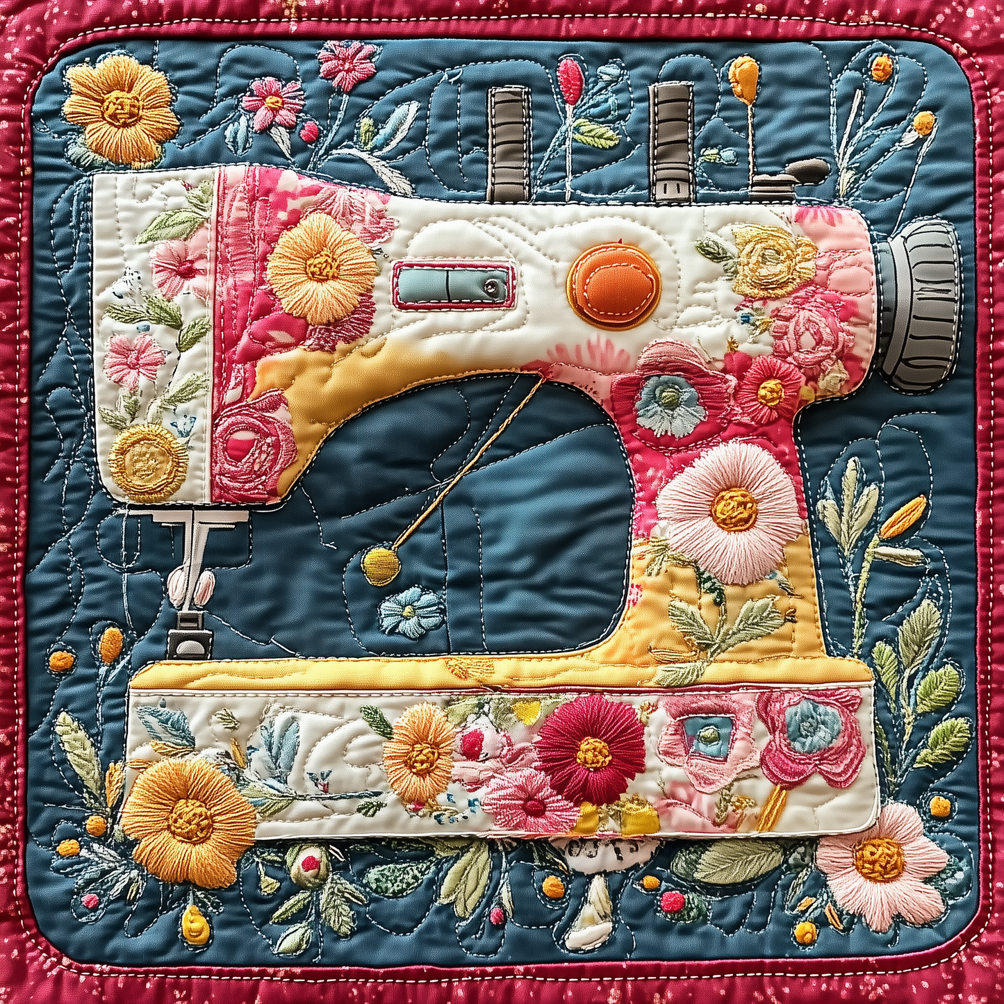 Vintage Sewing Machine Quilted Blanket GFTONL2272