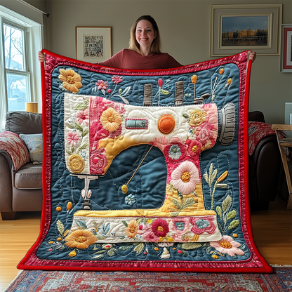 Vintage Sewing Machine Quilted Blanket GFTONL2272