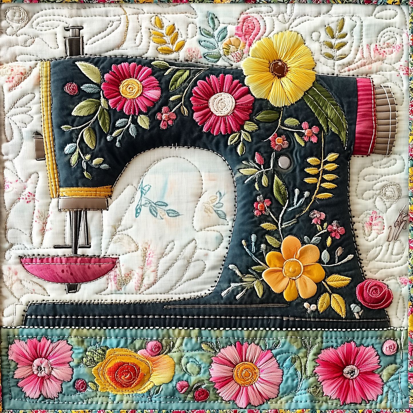 Vintage Sewing Machine Quilted Blanket GFTONL2273