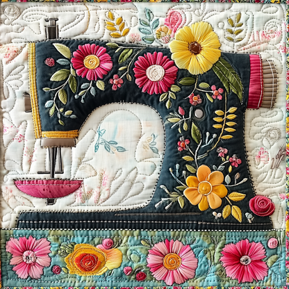 Vintage Sewing Machine Quilted Blanket GFTONL2273