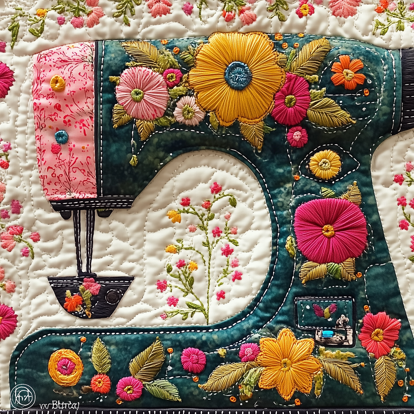 Vintage Sewing Machine Quilted Blanket GFTONL2275