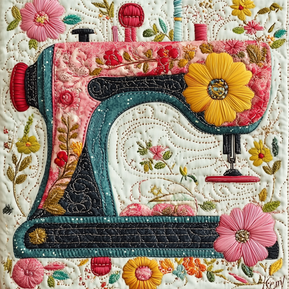 Vintage Sewing Machine Quilted Blanket GFTONL2276