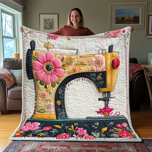Vintage Sewing Machine Quilted Blanket GFTONL2277