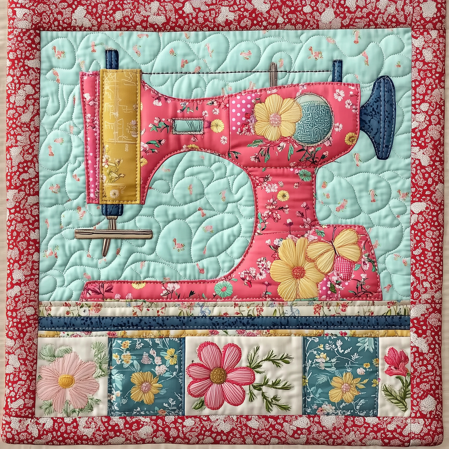 Vintage Sewing Machine Quilted Blanket GFTONL2279