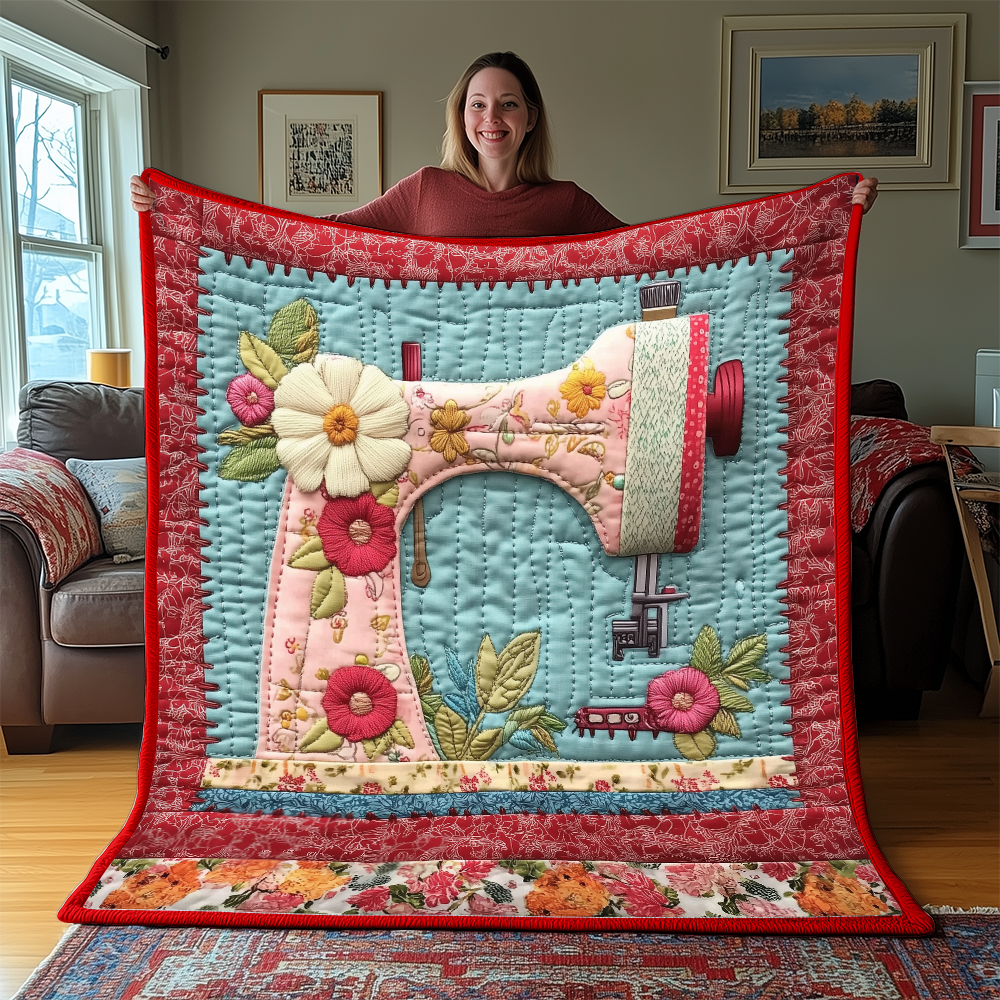 Vintage Sewing Machine Quilted Blanket GFTONL2280