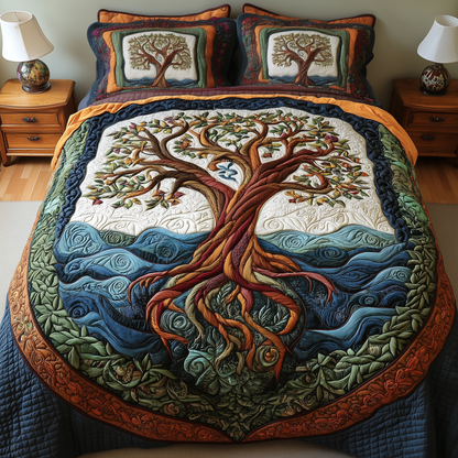 Eternal Tree Of Life 3-Piece Quilted Bedding Set GFTONL2302