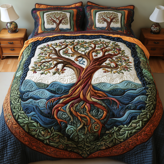 Eternal Tree Of Life 3-Piece Quilted Bedding Set GFTONL2302