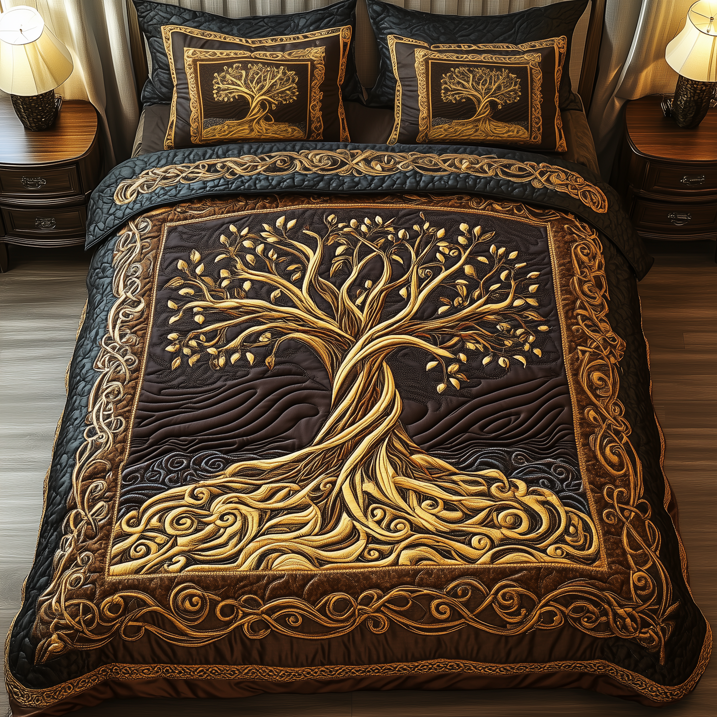 Eternal Tree Of Life 3-Piece Quilted Bedding Set GFTONL2306