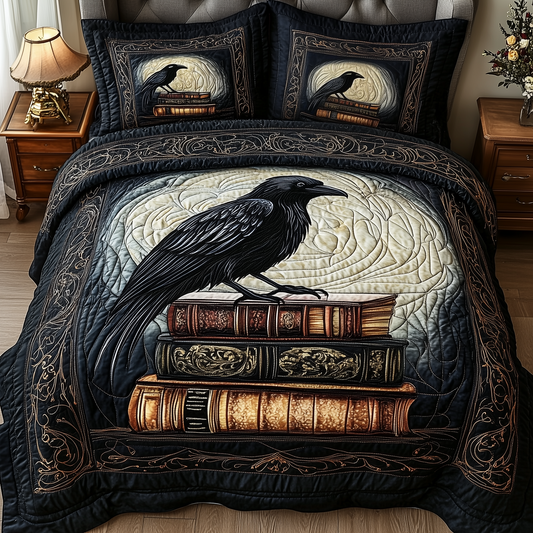 Obsidian Raven 3-Piece Quilted Bedding Set GFTONL2355
