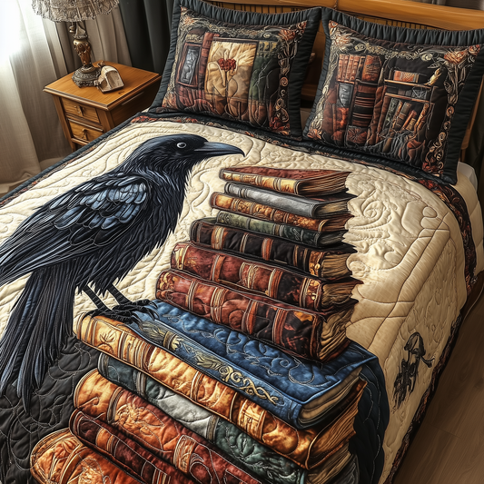 Obsidian Raven 3-Piece Quilted Bedding Set GFTONL2356