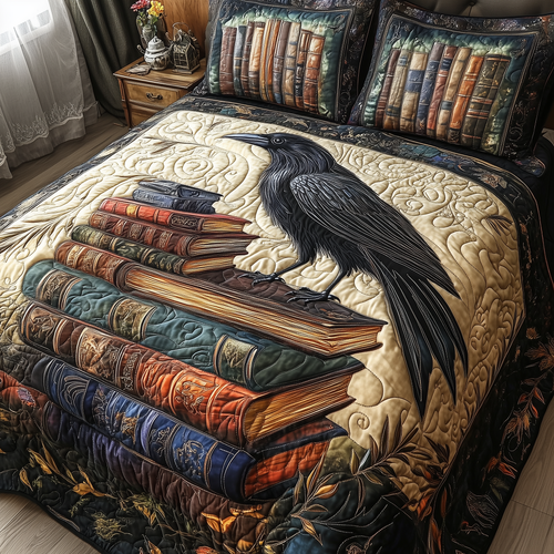 Obsidian Raven 3-Piece Quilted Bedding Set GFTONL2357