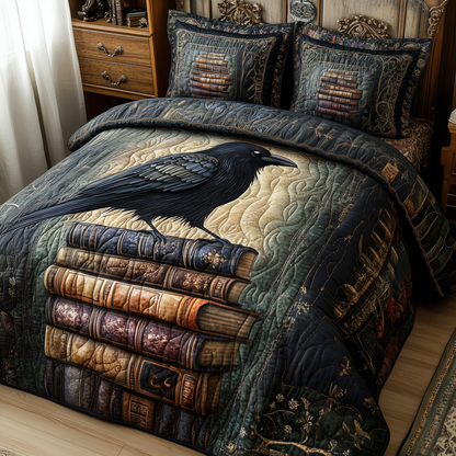 Obsidian Raven 3-Piece Quilted Bedding Set GFTONL2361