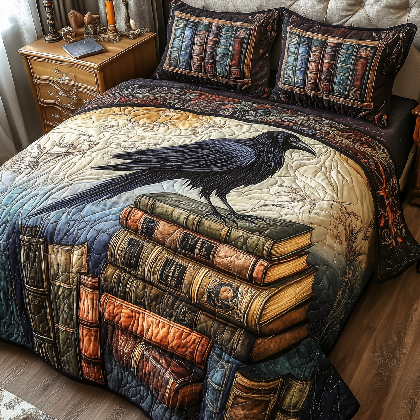 Obsidian Raven 3-Piece Quilted Bedding Set GFTONL2362